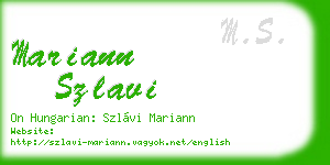 mariann szlavi business card